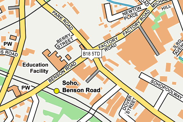 B18 5TD map - OS OpenMap – Local (Ordnance Survey) B18 5TD map - OS OpenMap – Local (Ordnance Survey)