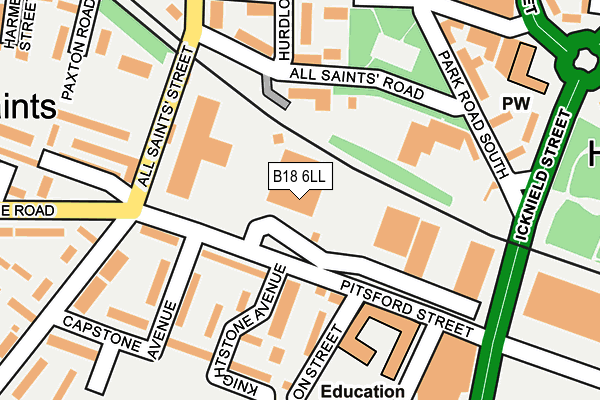 B18 6LL map - OS OpenMap – Local (Ordnance Survey) B18 6LL map - OS OpenMap – Local (Ordnance Survey)