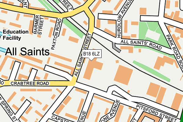 B18 6LZ map - OS OpenMap – Local (Ordnance Survey) B18 6LZ map - OS OpenMap – Local (Ordnance Survey)