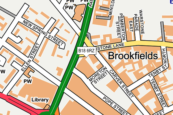 B18 6RZ map - OS OpenMap – Local (Ordnance Survey)