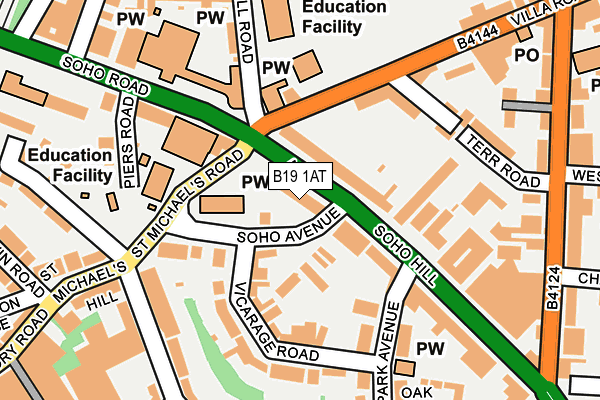 B19 1AT map - OS OpenMap – Local (Ordnance Survey)