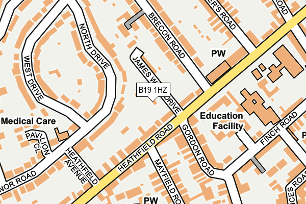 B19 1HZ map - OS OpenMap – Local (Ordnance Survey) B19 1HZ map - OS OpenMap – Local (Ordnance Survey)