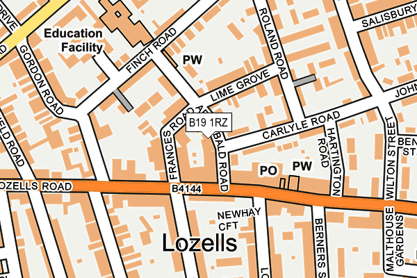 B19 1RZ map - OS OpenMap – Local (Ordnance Survey) B19 1RZ map - OS OpenMap – Local (Ordnance Survey)
