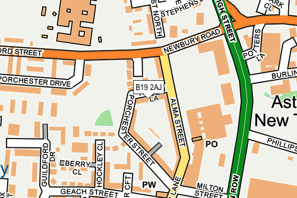 B19 2AJ map - OS OpenMap – Local (Ordnance Survey) B19 2AJ map - OS OpenMap – Local (Ordnance Survey)