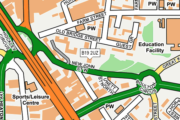 B19 2UZ map - OS OpenMap – Local (Ordnance Survey)