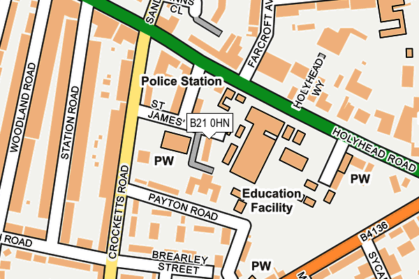 B21 0HN map - OS OpenMap – Local (Ordnance Survey)