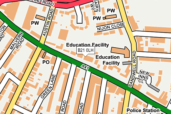 B21 0LH map - OS OpenMap – Local (Ordnance Survey) B21 0LH map - OS OpenMap – Local (Ordnance Survey)
