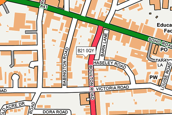 B21 0QY map - OS OpenMap – Local (Ordnance Survey) B21 0QY map - OS OpenMap – Local (Ordnance Survey)