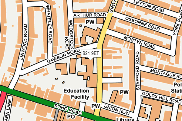 B21 9ET map - OS OpenMap – Local (Ordnance Survey)