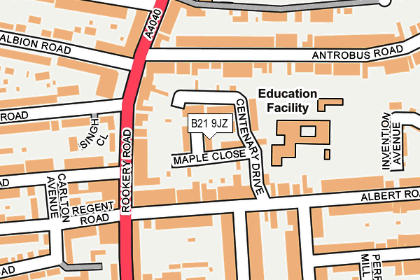 B21 9JZ map - OS OpenMap – Local (Ordnance Survey) B21 9JZ map - OS OpenMap – Local (Ordnance Survey)