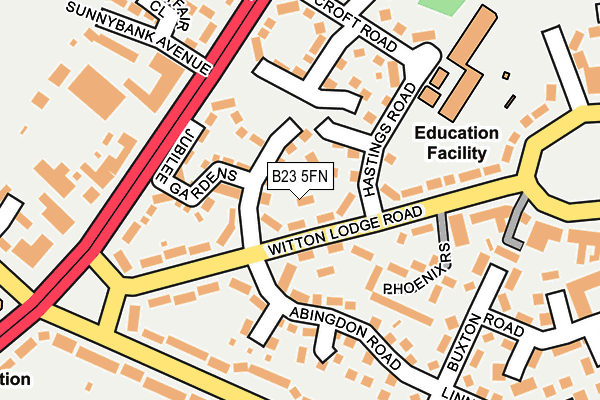 B23 5FN map - OS OpenMap – Local (Ordnance Survey) B23 5FN map - OS OpenMap – Local (Ordnance Survey)