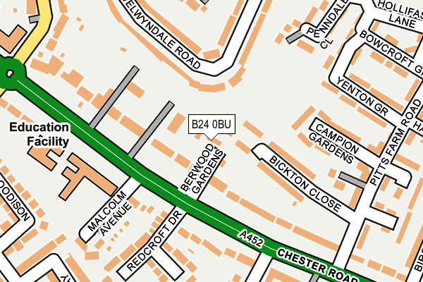 B24 0BU map - OS OpenMap – Local (Ordnance Survey) B24 0BU map - OS OpenMap – Local (Ordnance Survey)