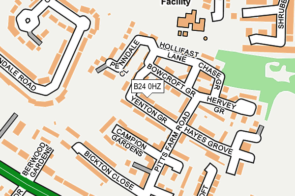 B24 0HZ map - OS OpenMap – Local (Ordnance Survey) B24 0HZ map - OS OpenMap – Local (Ordnance Survey)