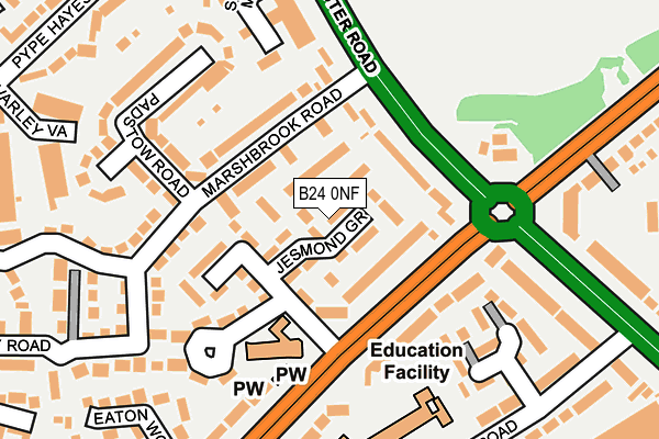 B24 0NF map - OS OpenMap – Local (Ordnance Survey) B24 0NF map - OS OpenMap – Local (Ordnance Survey)