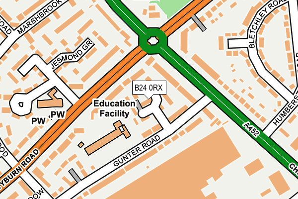 B24 0RX map - OS OpenMap – Local (Ordnance Survey) B24 0RX map - OS OpenMap – Local (Ordnance Survey)