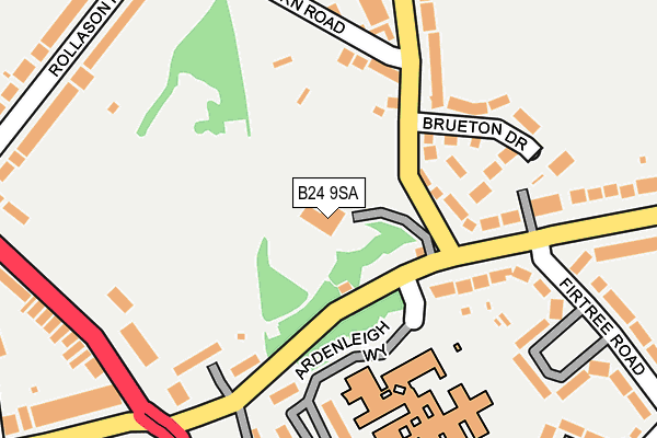 B24 9SA map - OS OpenMap – Local (Ordnance Survey) B24 9SA map - OS OpenMap – Local (Ordnance Survey)