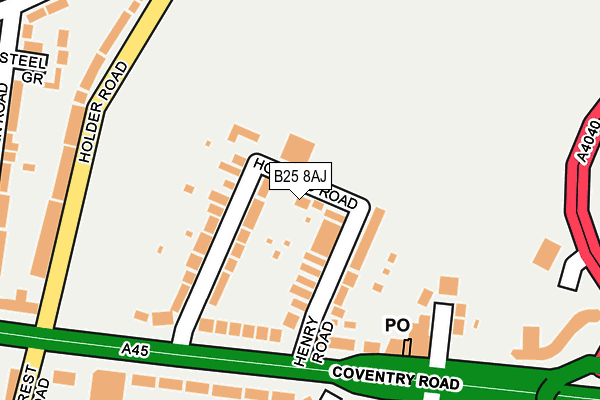 B25 8AJ map - OS OpenMap – Local (Ordnance Survey) B25 8AJ map - OS OpenMap – Local (Ordnance Survey)