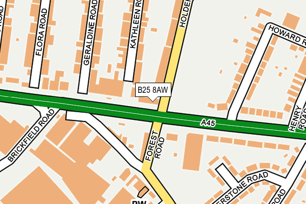B25 8AW map - OS OpenMap – Local (Ordnance Survey) B25 8AW map - OS OpenMap – Local (Ordnance Survey)