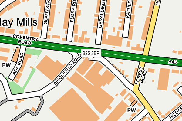 B25 8BP map - OS OpenMap – Local (Ordnance Survey) B25 8BP map - OS OpenMap – Local (Ordnance Survey)
