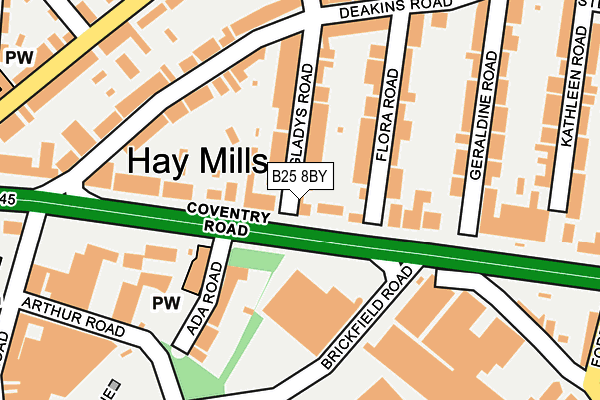 B25 8BY map - OS OpenMap – Local (Ordnance Survey) B25 8BY map - OS OpenMap – Local (Ordnance Survey)