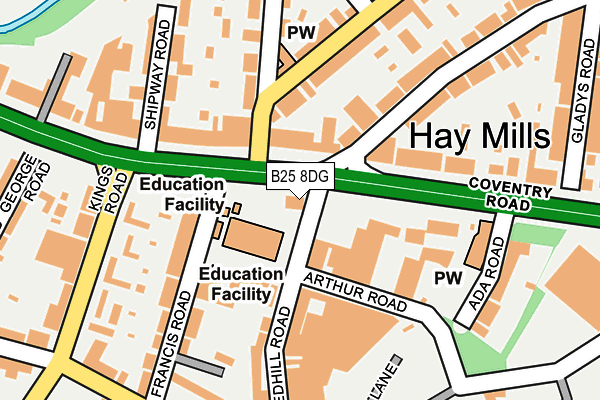B25 8DG map - OS OpenMap – Local (Ordnance Survey) B25 8DG map - OS OpenMap – Local (Ordnance Survey)
