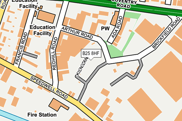 B25 8HF map - OS OpenMap – Local (Ordnance Survey) B25 8HF map - OS OpenMap – Local (Ordnance Survey)