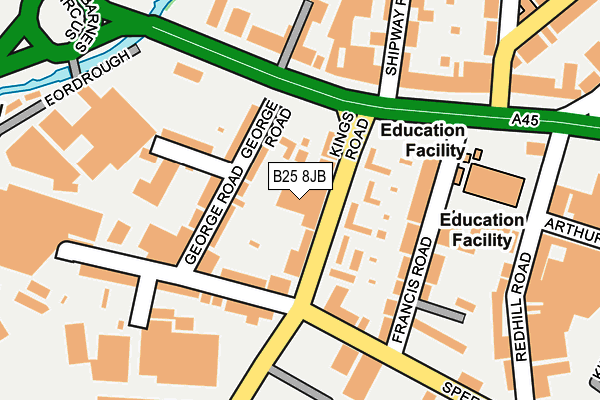 B25 8JB map - OS OpenMap – Local (Ordnance Survey) B25 8JB map - OS OpenMap – Local (Ordnance Survey)