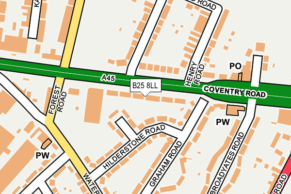 B25 8LL map - OS OpenMap – Local (Ordnance Survey)