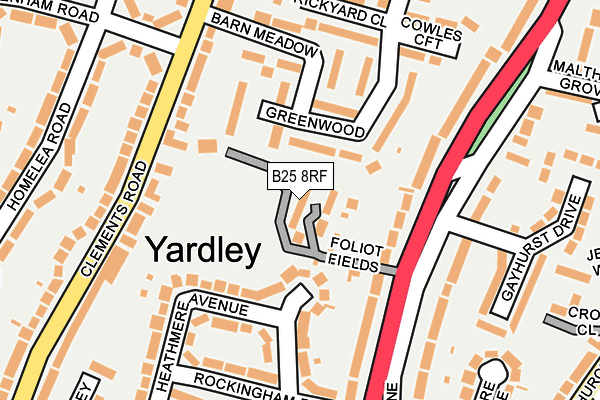 B25 8RF map - OS OpenMap – Local (Ordnance Survey) B25 8RF map - OS OpenMap – Local (Ordnance Survey)