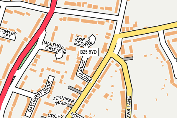 B25 8YD map - OS OpenMap – Local (Ordnance Survey) B25 8YD map - OS OpenMap – Local (Ordnance Survey)