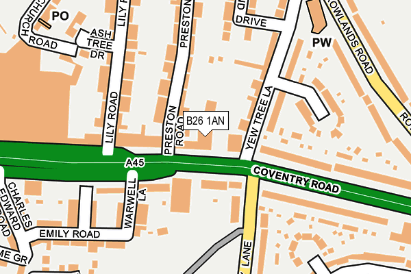 B26 1AN map - OS OpenMap – Local (Ordnance Survey) B26 1AN map - OS OpenMap – Local (Ordnance Survey)