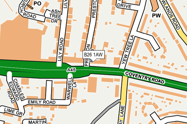 B26 1AW map - OS OpenMap – Local (Ordnance Survey) B26 1AW map - OS OpenMap – Local (Ordnance Survey)
