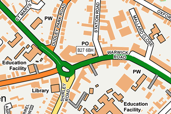 B27 6BH map - OS OpenMap – Local (Ordnance Survey) B27 6BH map - OS OpenMap – Local (Ordnance Survey)
