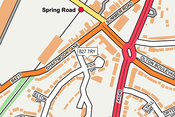 B27 7RY map - OS OpenMap – Local (Ordnance Survey) B27 7RY map - OS OpenMap – Local (Ordnance Survey)