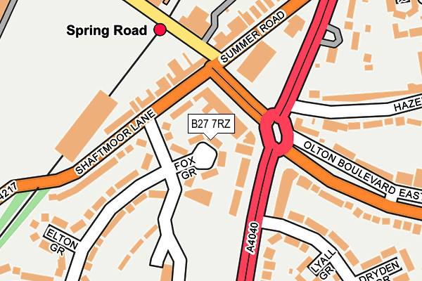 B27 7RZ map - OS OpenMap – Local (Ordnance Survey) B27 7RZ map - OS OpenMap – Local (Ordnance Survey)