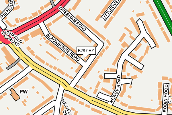 B28 0HZ map - OS OpenMap – Local (Ordnance Survey) B28 0HZ map - OS OpenMap – Local (Ordnance Survey)