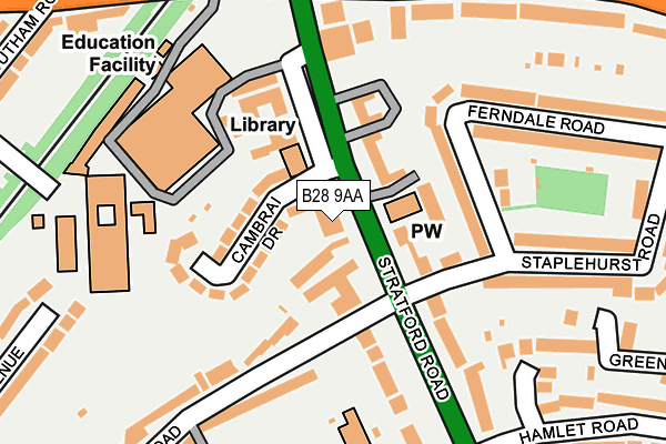 B28 9AA map - OS OpenMap – Local (Ordnance Survey) B28 9AA map - OS OpenMap – Local (Ordnance Survey)