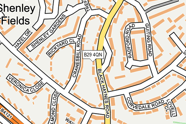 B29 4QN map - OS OpenMap – Local (Ordnance Survey) B29 4QN map - OS OpenMap – Local (Ordnance Survey)