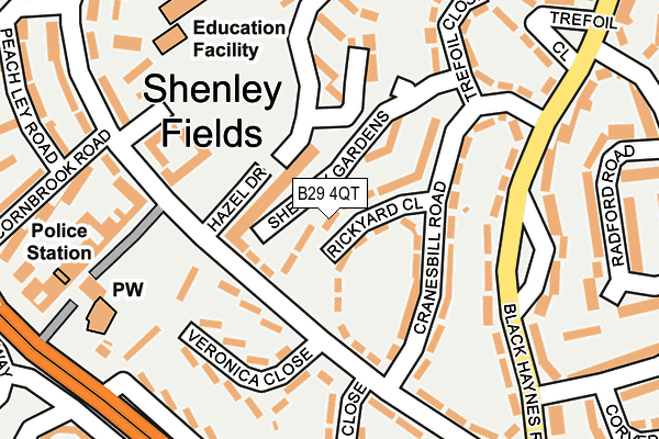 B29 4QT map - OS OpenMap – Local (Ordnance Survey) B29 4QT map - OS OpenMap – Local (Ordnance Survey)