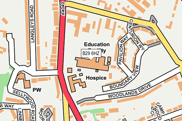 B29 6HZ map - OS OpenMap – Local (Ordnance Survey) B29 6HZ map - OS OpenMap – Local (Ordnance Survey)