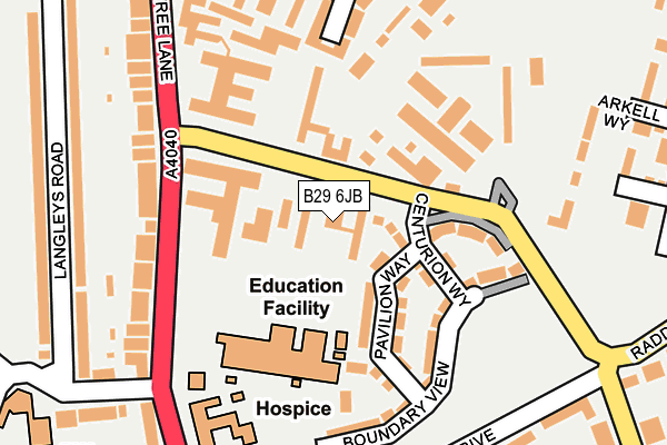 B29 6JB map - OS OpenMap – Local (Ordnance Survey) B29 6JB map - OS OpenMap – Local (Ordnance Survey)