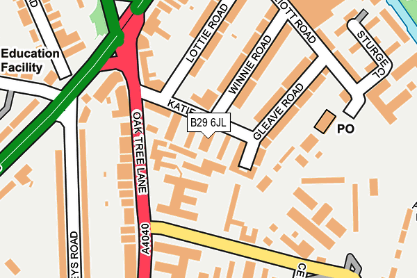 B29 6JL map - OS OpenMap – Local (Ordnance Survey) B29 6JL map - OS OpenMap – Local (Ordnance Survey)
