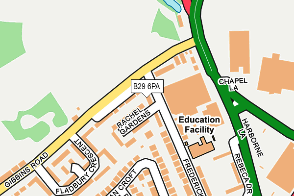 B29 6PA map - OS OpenMap – Local (Ordnance Survey) B29 6PA map - OS OpenMap – Local (Ordnance Survey)
