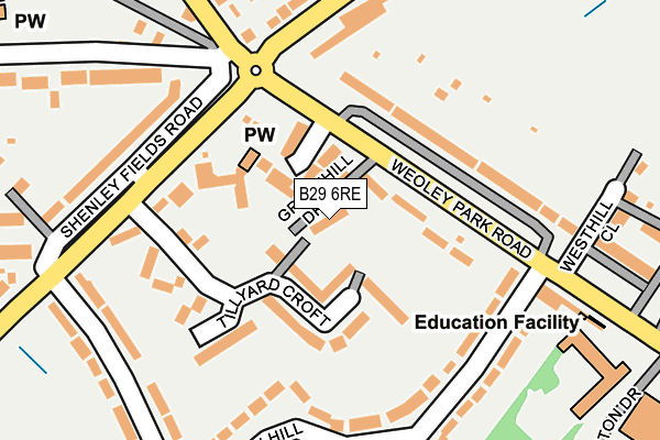 B29 6RE map - OS OpenMap – Local (Ordnance Survey) B29 6RE map - OS OpenMap – Local (Ordnance Survey)