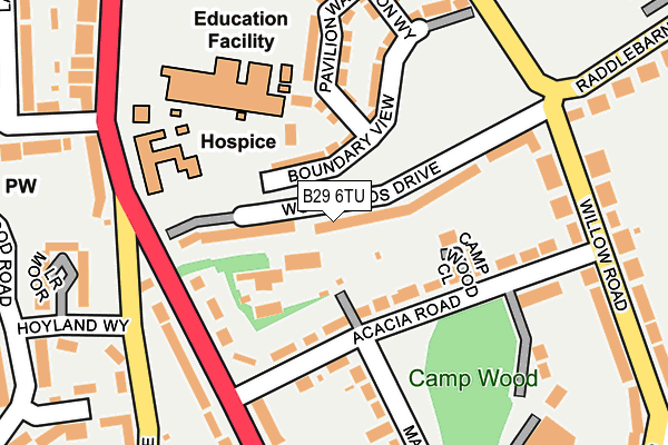 B29 6TU map - OS OpenMap – Local (Ordnance Survey) B29 6TU map - OS OpenMap – Local (Ordnance Survey)
