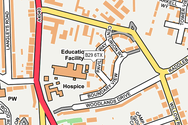 B29 6TX map - OS OpenMap – Local (Ordnance Survey) B29 6TX map - OS OpenMap – Local (Ordnance Survey)