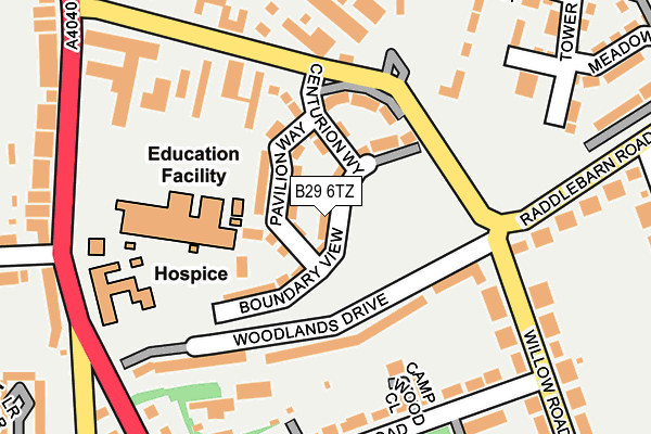 B29 6TZ map - OS OpenMap – Local (Ordnance Survey) B29 6TZ map - OS OpenMap – Local (Ordnance Survey)