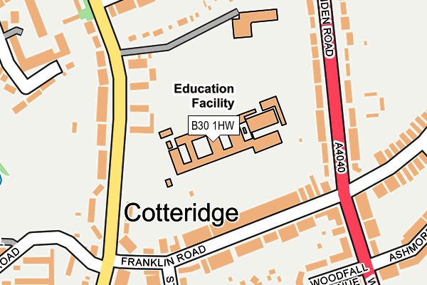 B30 1HW map - OS OpenMap – Local (Ordnance Survey) B30 1HW map - OS OpenMap – Local (Ordnance Survey)