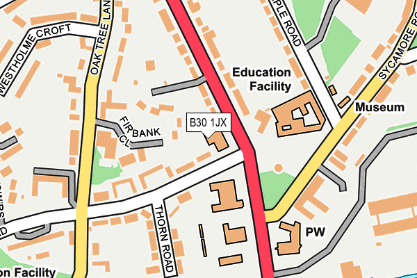 B30 1JX map - OS OpenMap – Local (Ordnance Survey) B30 1JX map - OS OpenMap – Local (Ordnance Survey)