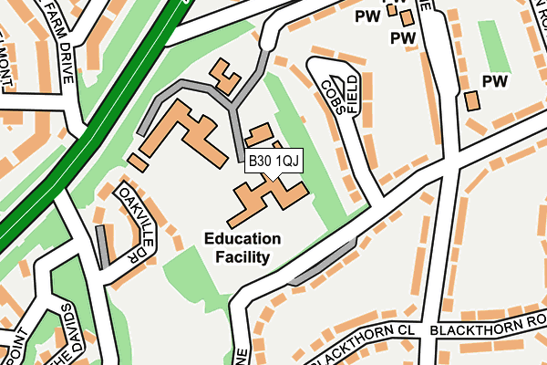 B30 1QJ map - OS OpenMap – Local (Ordnance Survey) B30 1QJ map - OS OpenMap – Local (Ordnance Survey)